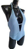 Zaful Traje De Baño Entero Escotado Soft Blue