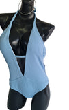 Zaful Traje De Baño Entero Escotado Soft Blue