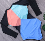 Traje De Baño Manga Larga Moldeador Tricolor Surf