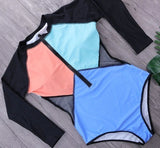 Traje De Baño Manga Larga Moldeador Tricolor Surf