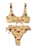 Zaful Traje De Baño Bikini De Dinosaurios Corte Alto