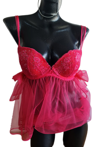 Victorias Secret Lencería Sexy Babydoll Push Up 36c Sparkle