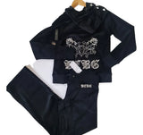 Bcbg pants velour black and silver M