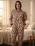 London Pijama Mameluco Animal Print Leopardo Invierno Polar