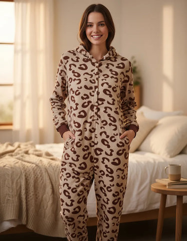 London Pijama Mameluco Animal Print Leopardo Invierno Polar