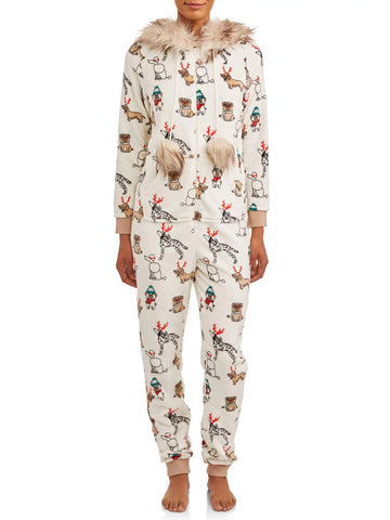 Pijama Mameluco Polar Navidad Importado Mujer S