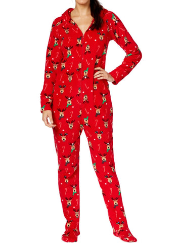 Macys Pijama Mameluco Polar Mujer Navidad Pantuflas G