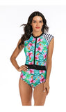 Traje De Baño Mujer Manga Corta Importado Hawai