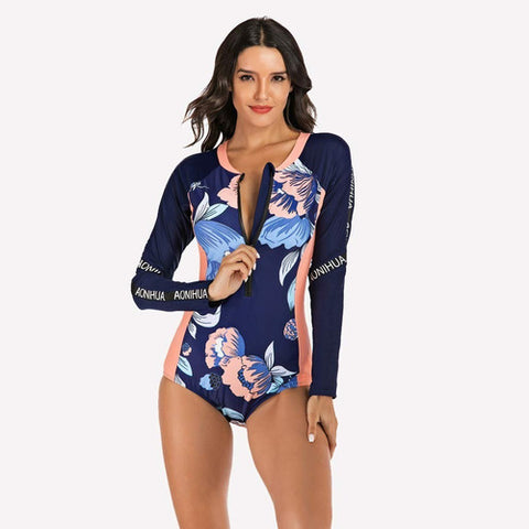 Traje De Baño Mujer Manga Larga Surf Mod Ahinoua