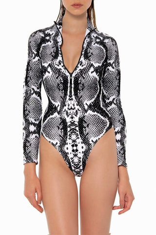 Traje De Baño Mujer Manga Larga Mod Snake Importado