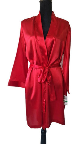 Bata Kimono Lencería Satin Rojo Importada