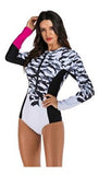 Traje De Baño Importado Lycra Gruesa Manga Larga Delfines