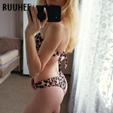 Traje De Baño Bikini Print Push Up Bra Brasileño